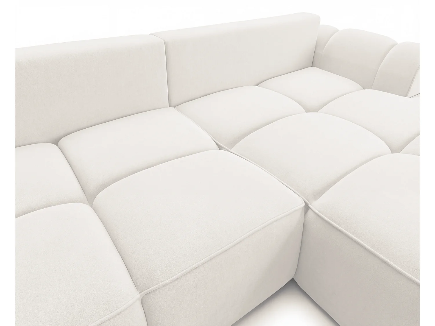 Canapé d'angle Avani 280 cm, canapé convertible avec rangement, design moderne, droite, crème