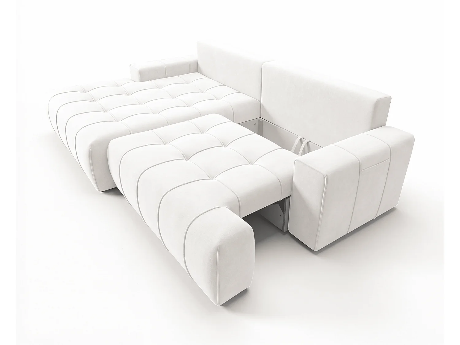 Canapé d'angle moderne Arvio 270 cm, convertible avec rangement, canapé design pour salon, gauche, crème
