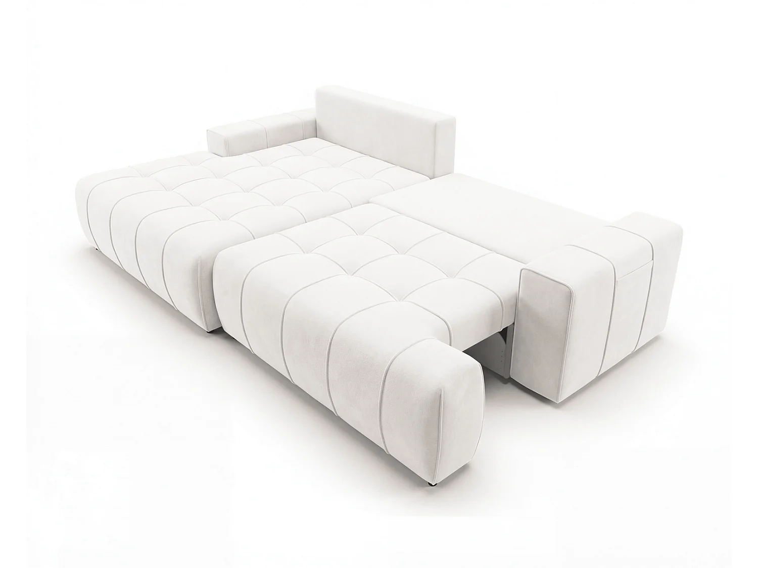Canapé d'angle moderne Arvio 270 cm, convertible avec rangement, canapé design pour salon, gauche, crème