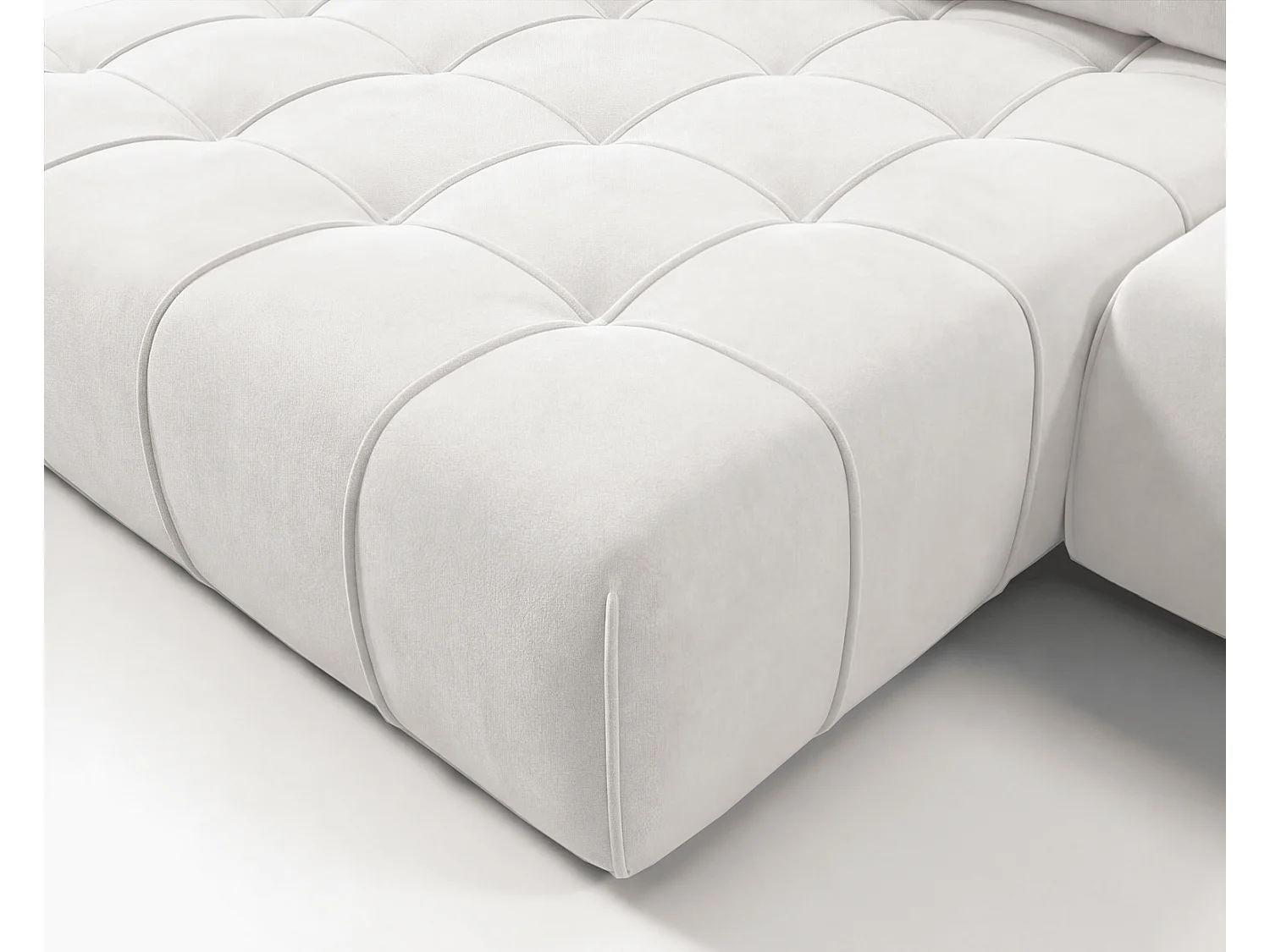 Canapé d'angle moderne Arvio 270 cm, convertible avec rangement, canapé design pour salon, gauche, crème