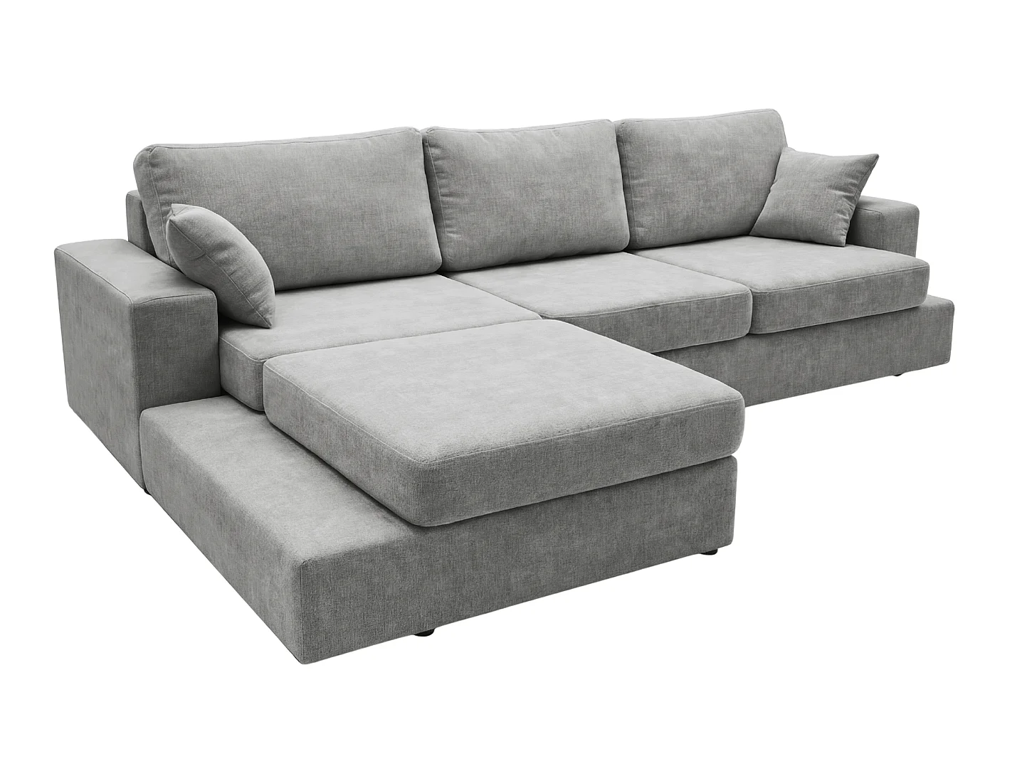 Canapé d'angle moelleux Fidenzo 260 cm, gauche, non convertible, design moderne, gris
