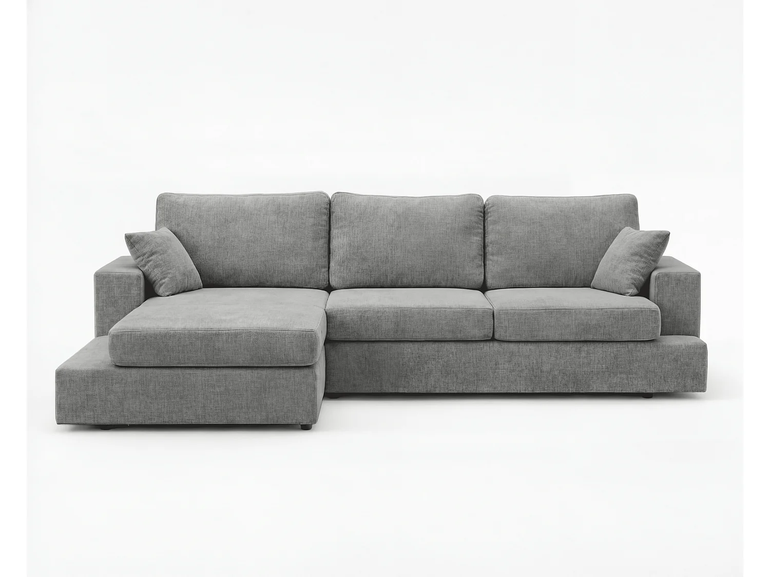 Canapé d'angle moelleux Fidenzo 260 cm, gauche, non convertible, design moderne, gris