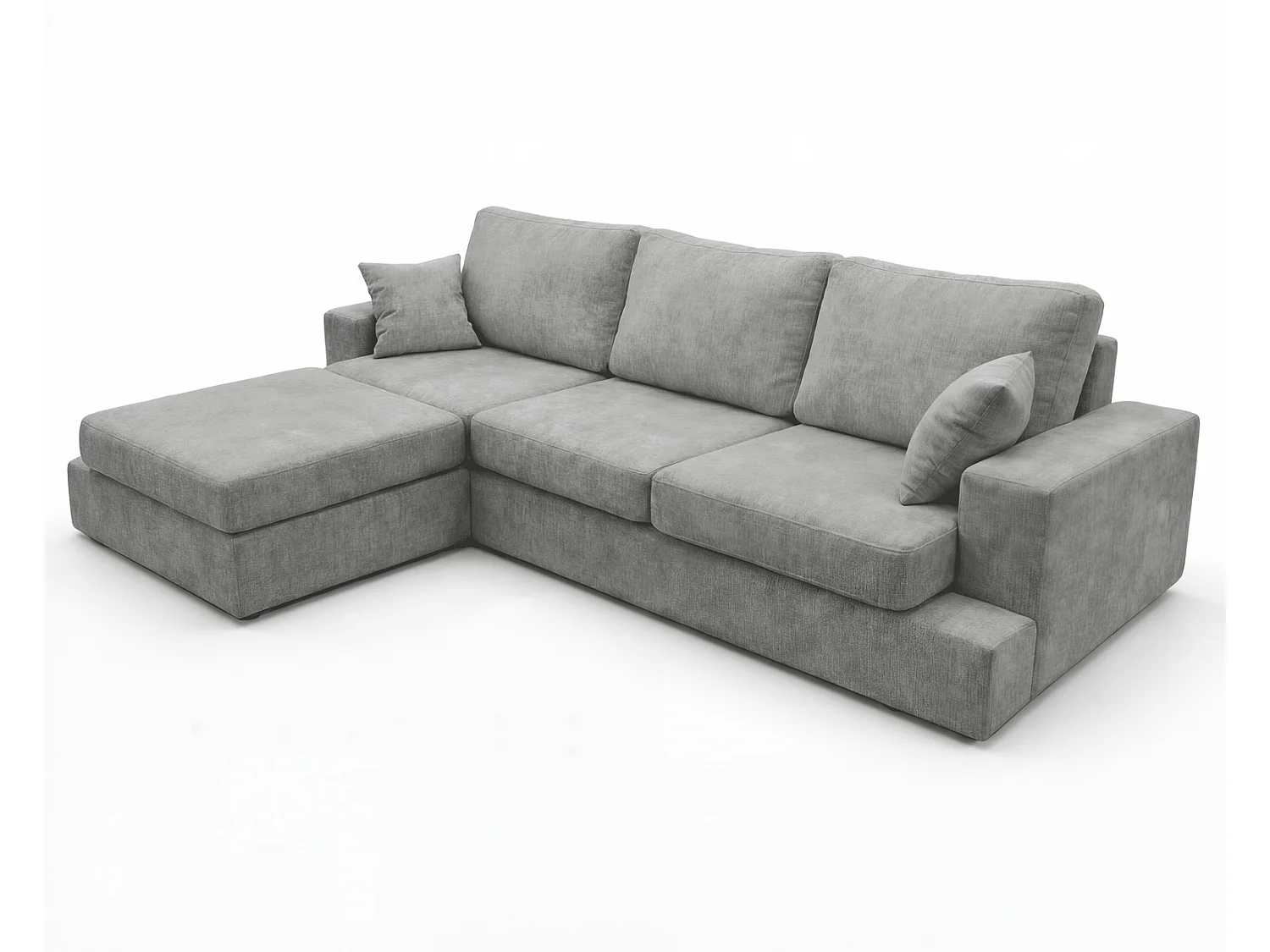 Canapé d'angle moelleux Fidenzo 260 cm, gauche, non convertible, design moderne, gris