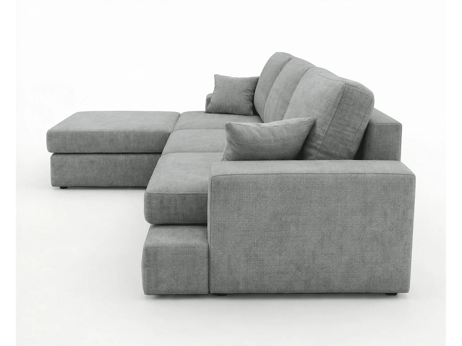 Canapé d'angle moelleux Fidenzo 260 cm, gauche, non convertible, design moderne, gris