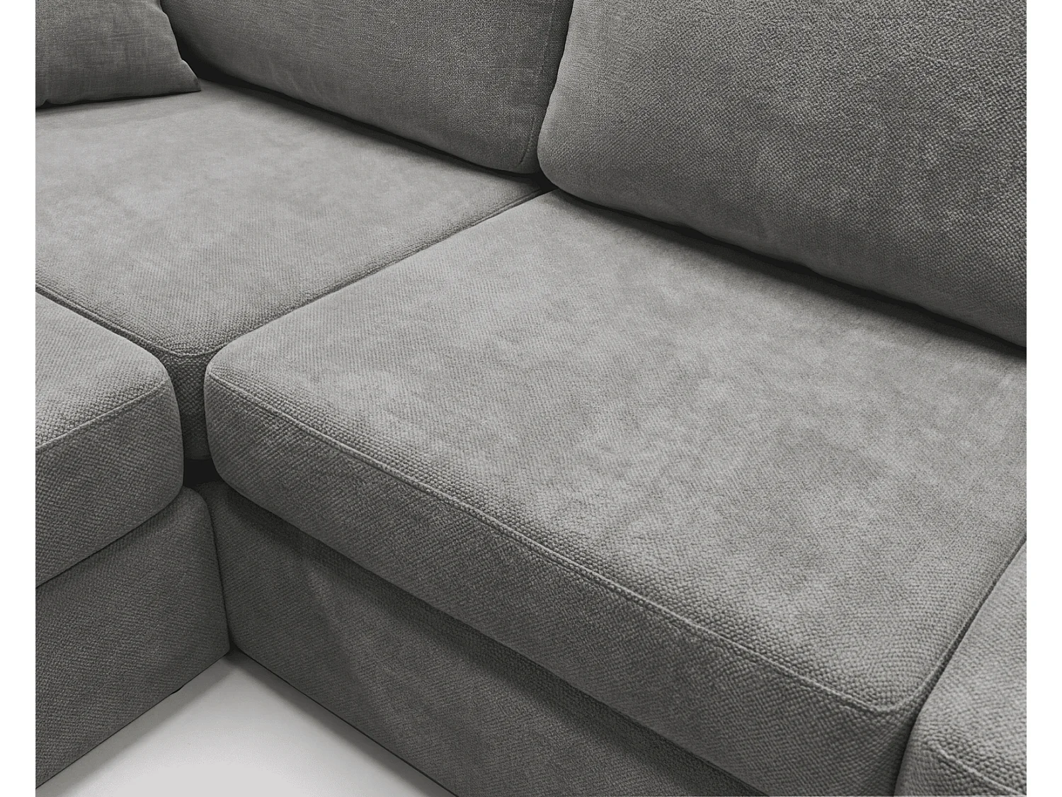 Canapé d'angle moelleux Fidenzo 260 cm, gauche, non convertible, design moderne, gris