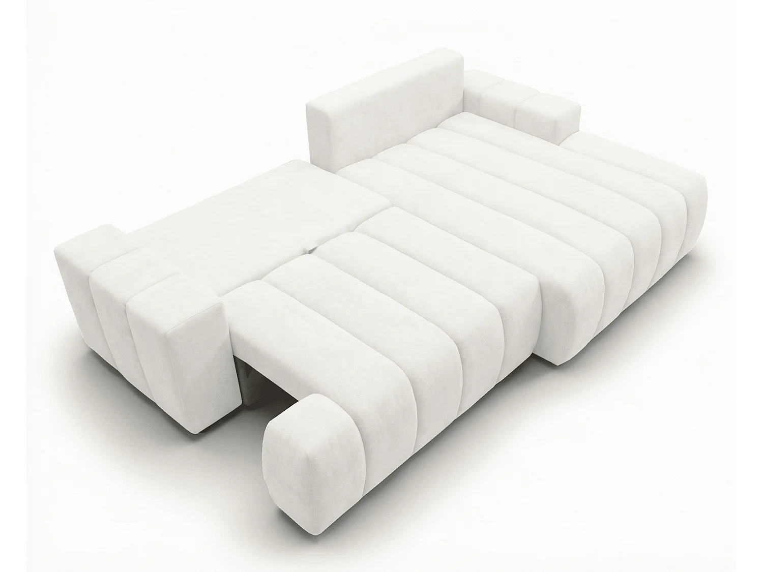 Canapé d'angle Hago 270 cm avec coffre de rangement, canapé convertible moderne, droite, crème