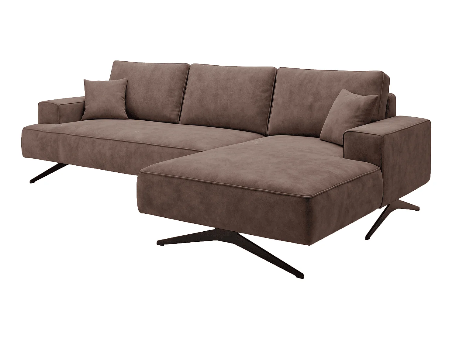 Ecksofa Zenaro in L-Form auf Füßen - modernes Design, Sofa 260 cm, rechts, Braun