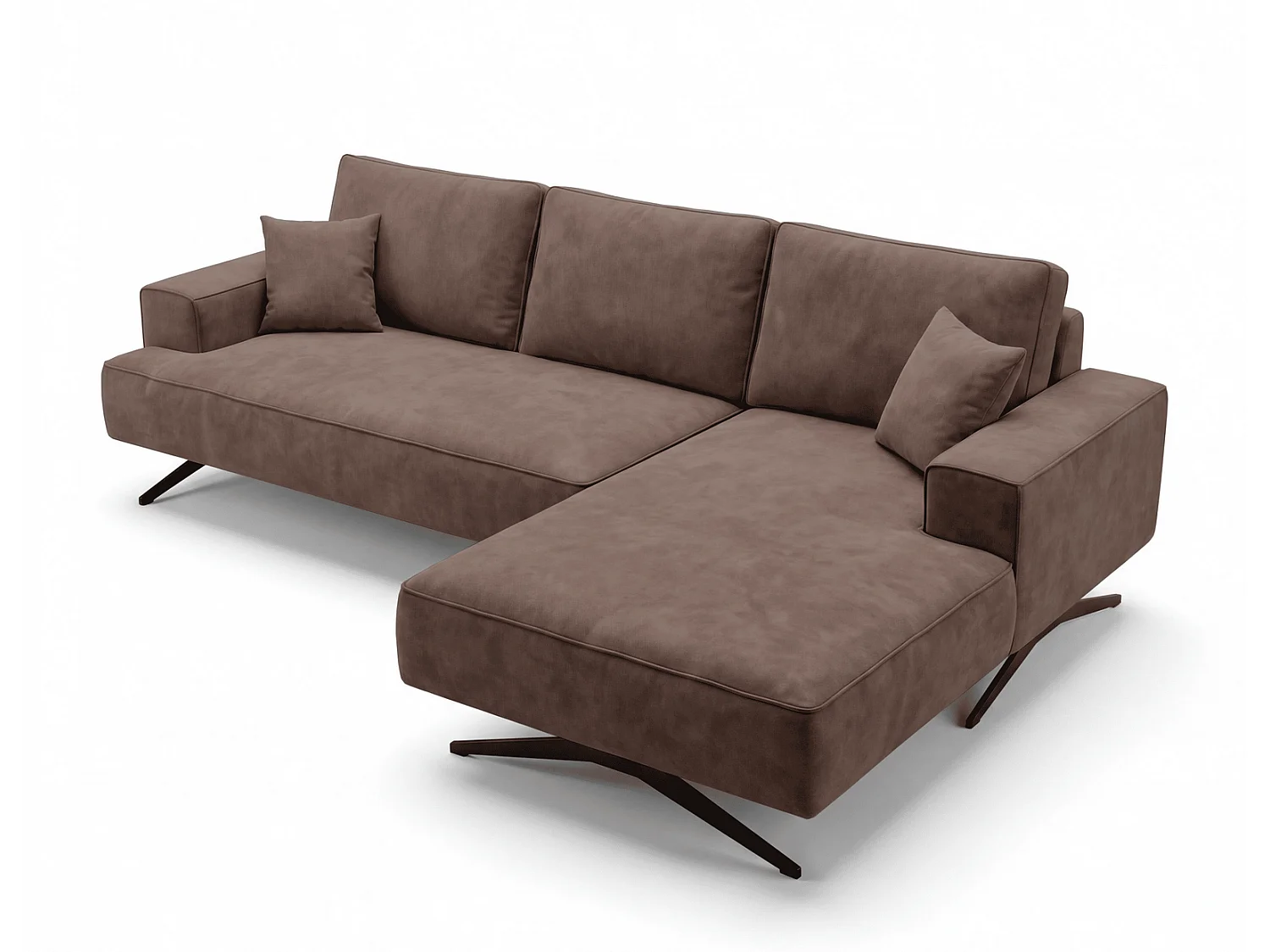 Ecksofa Zenaro in L-Form auf Füßen - modernes Design, Sofa 260 cm, rechts, Braun