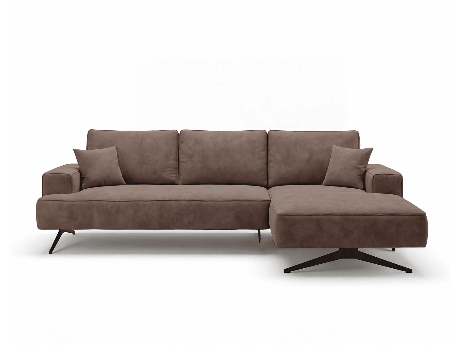 Ecksofa Zenaro in L-Form auf Füßen - modernes Design, Sofa 260 cm, rechts, Braun