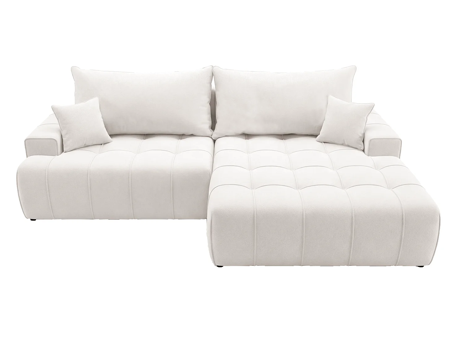 Canapé d'angle moderne Arvio 270 cm, convertible avec rangement, canapé design pour salon, droite, crème