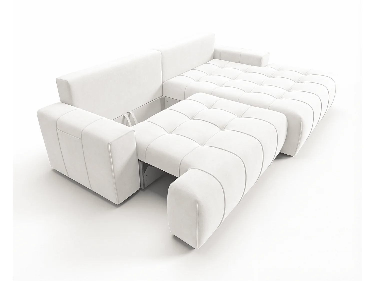 Canapé d'angle moderne Arvio 270 cm, convertible avec rangement, canapé design pour salon, droite, crème
