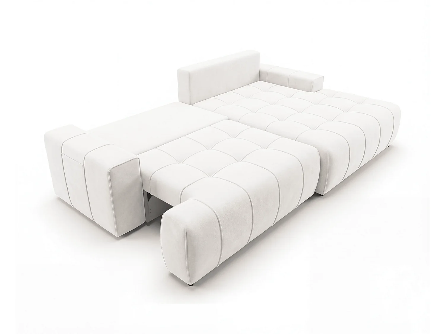 Canapé d'angle moderne Arvio 270 cm, convertible avec rangement, canapé design pour salon, droite, crème