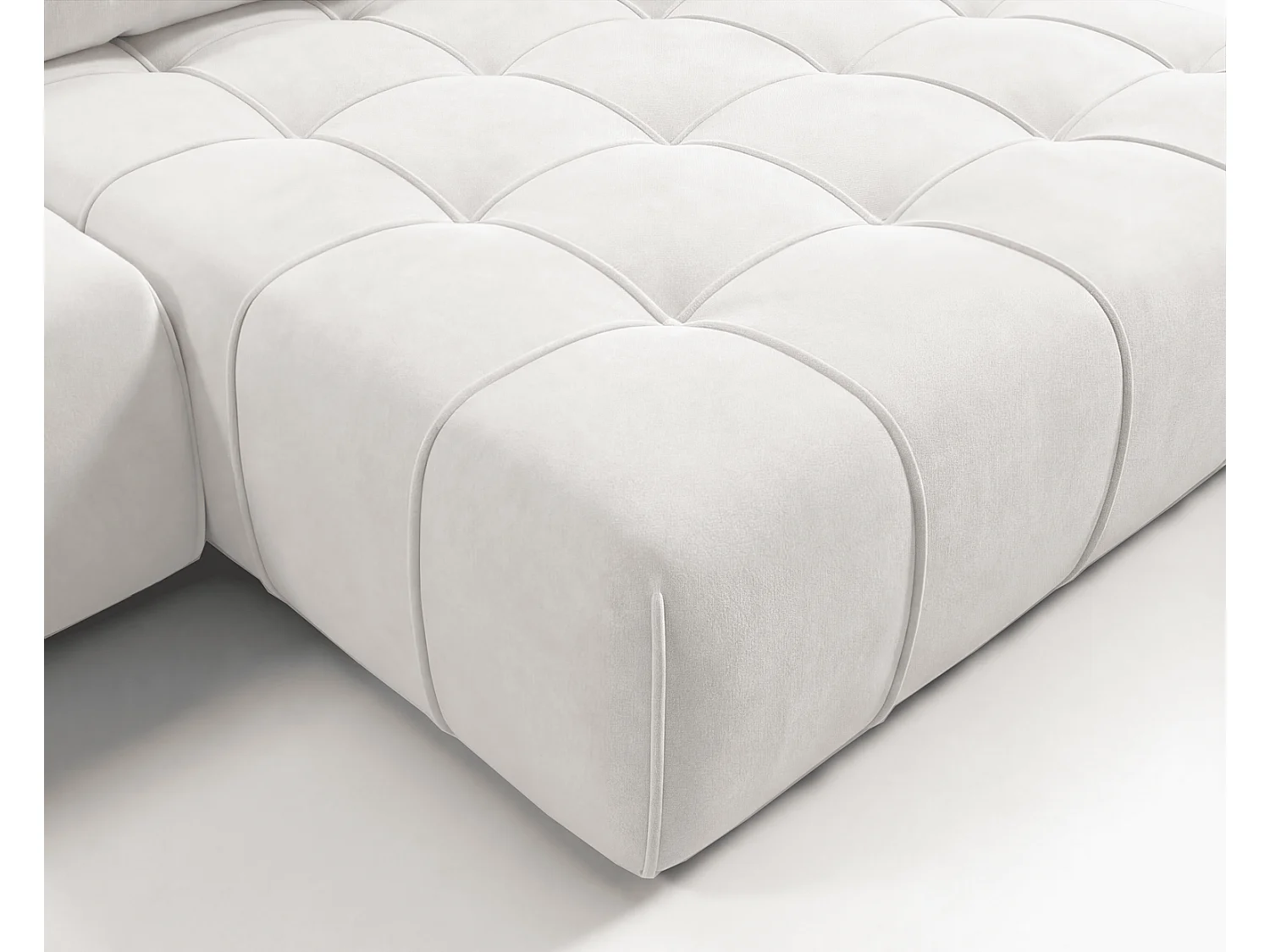 Canapé d'angle moderne Arvio 270 cm, convertible avec rangement, canapé design pour salon, droite, crème