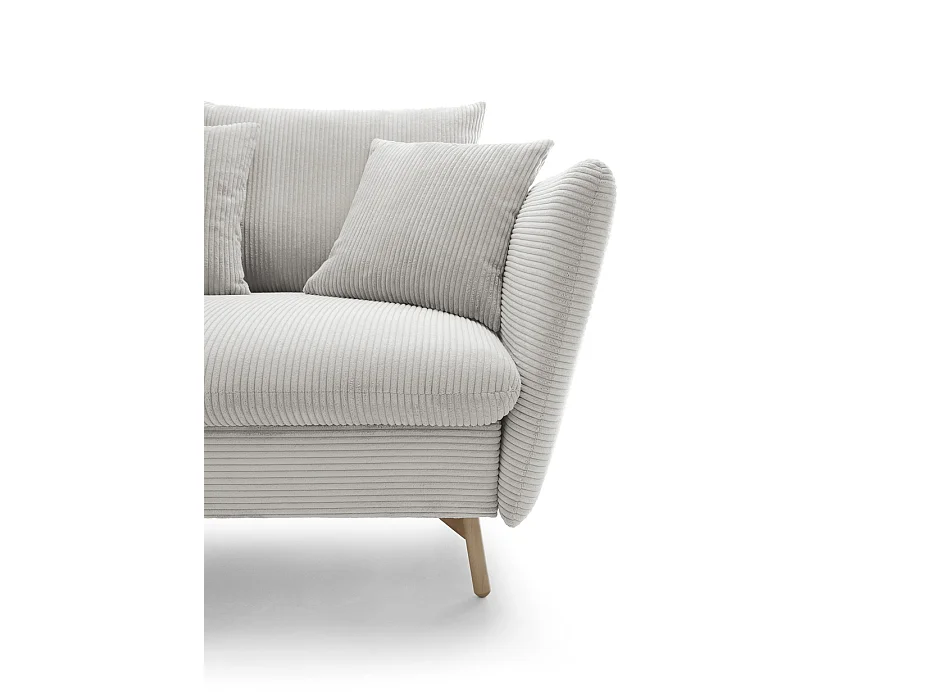 Canapé d'angle convertible Savona 260 cm, velours côtelé, gauche - canapé d'angle avec coffre de rangement, vanille