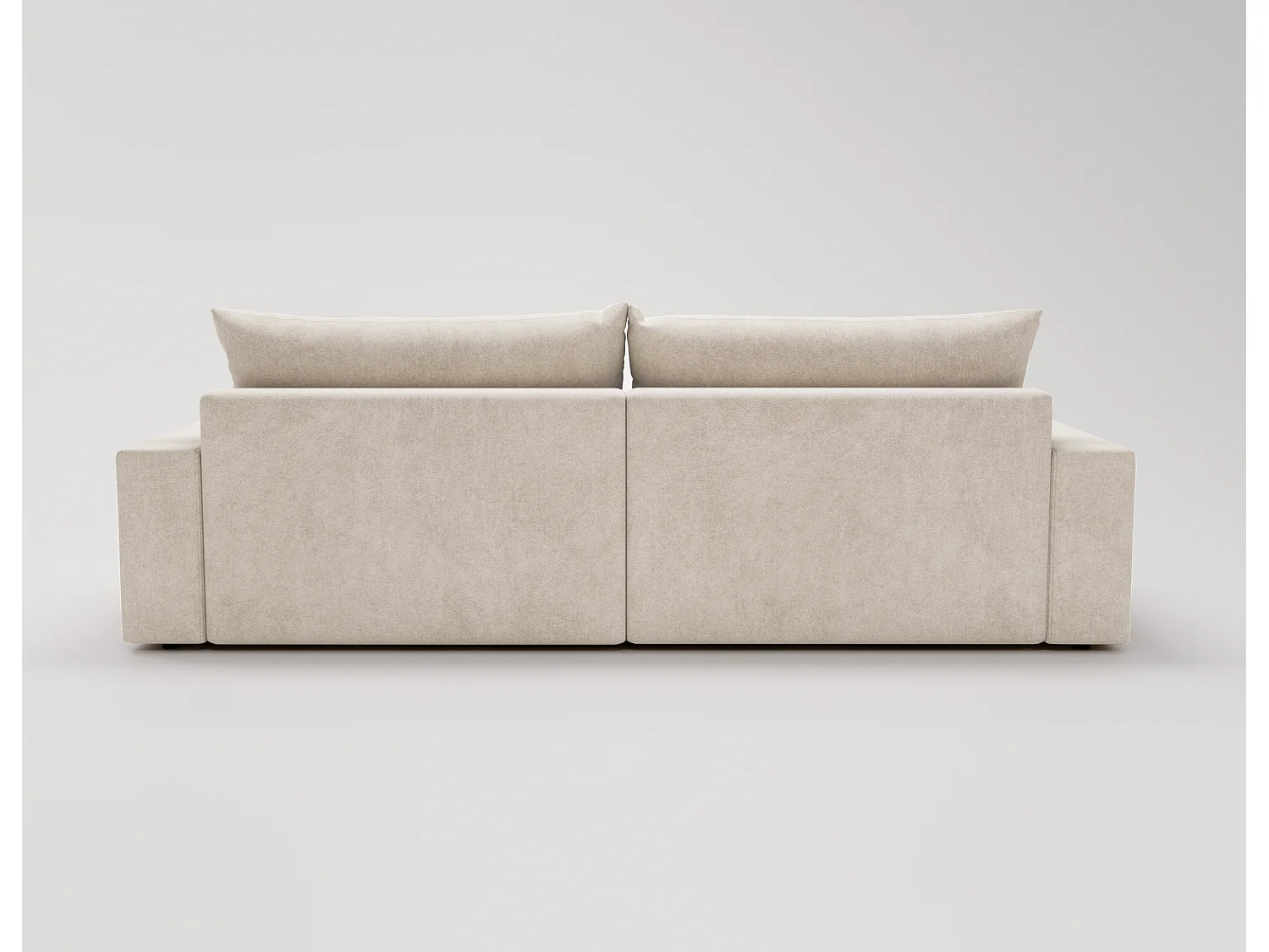 Canapé d'angle convertible Novira 270 cm pour salon, style moderne, coffre de rangement, coussins, gauche, crème