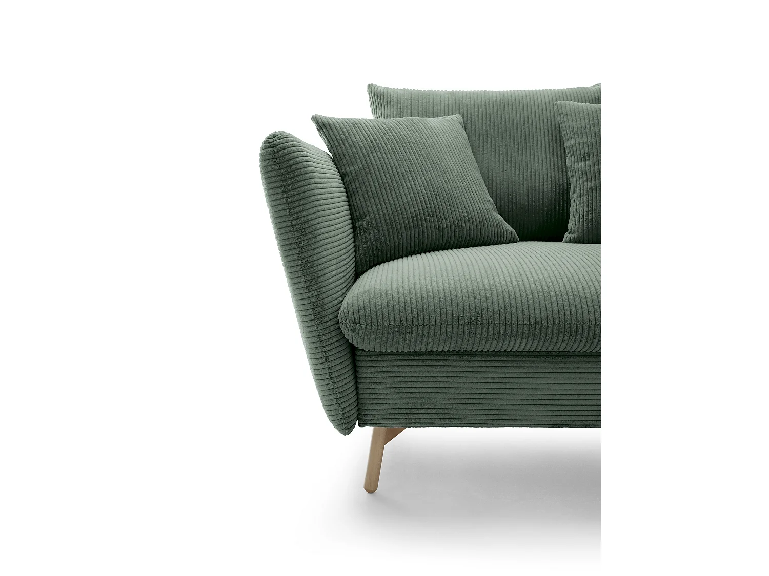 Canapé d'angle convertible Savona 260 cm, velours côtelé, droite - canapé d'angle avec coffre de rangement, vert