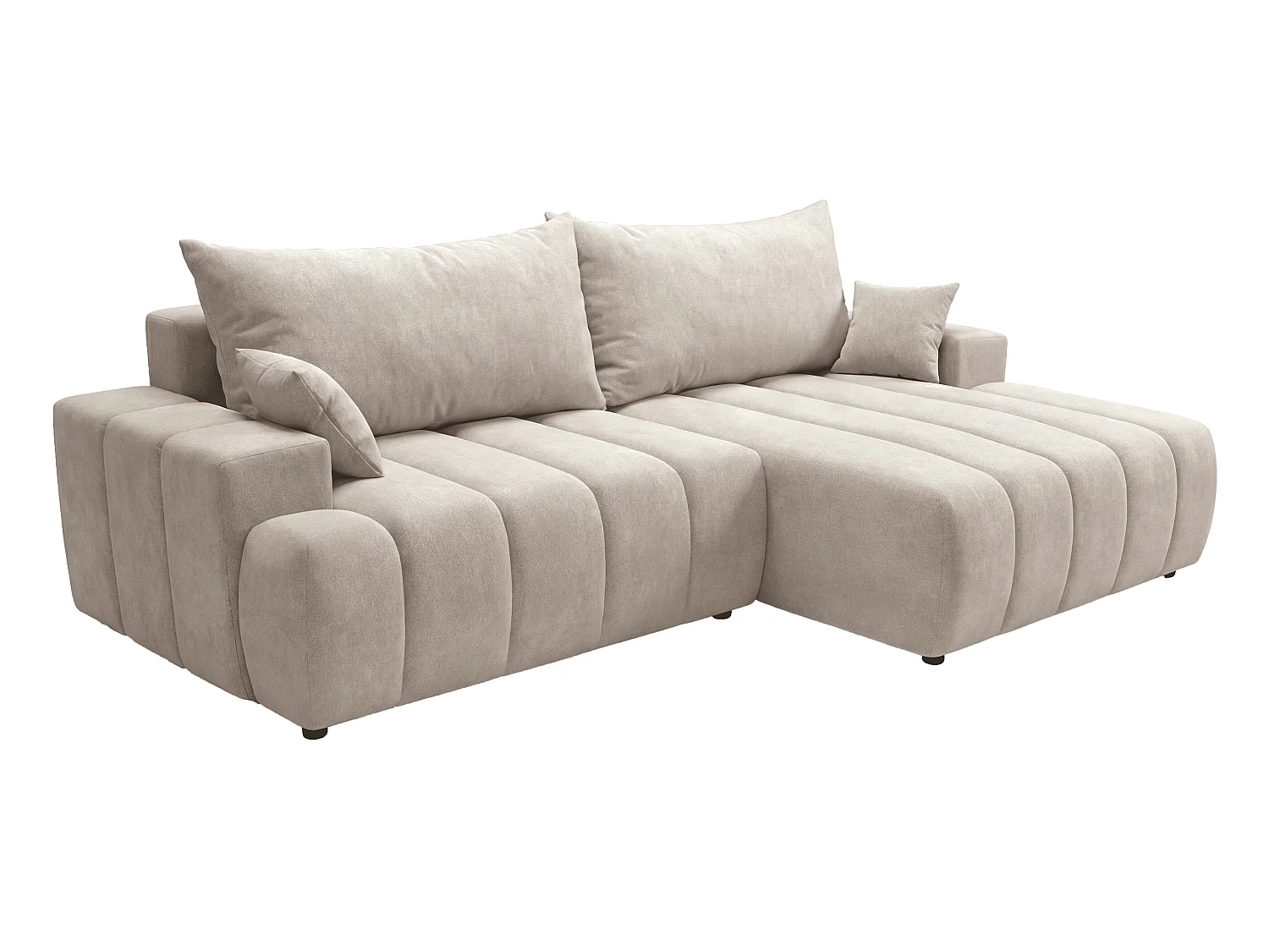 Canapé d'angle Hago 270 cm avec coffre de rangement, canapé convertible moderne, droite, beige