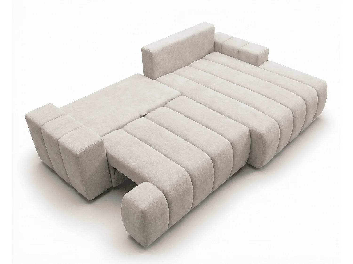 Canapé d'angle Hago 270 cm avec coffre de rangement, canapé convertible moderne, droite, beige