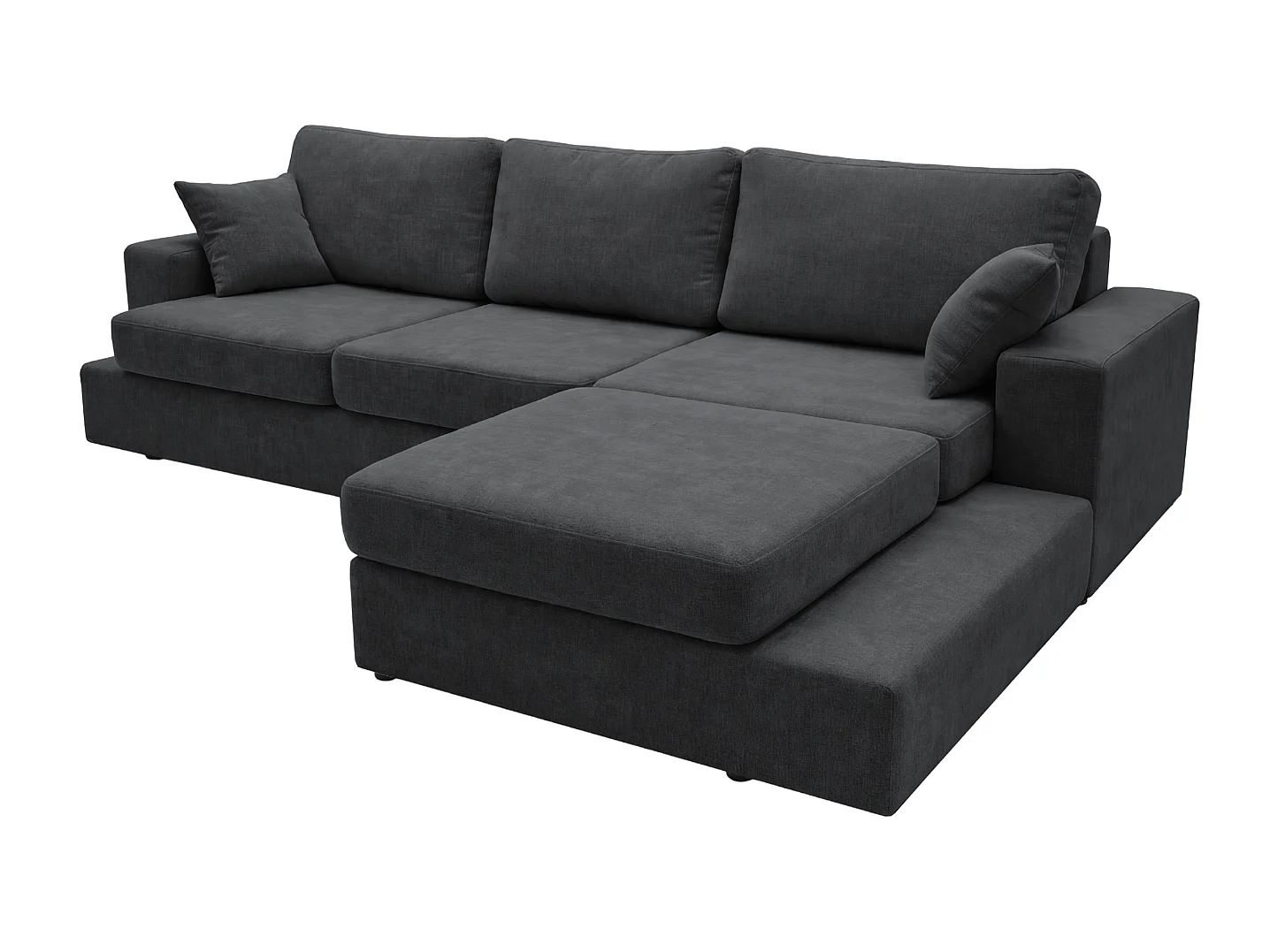 Canapé d'angle moelleux Fidenzo 260 cm, droite, non convertible, design moderne, noir