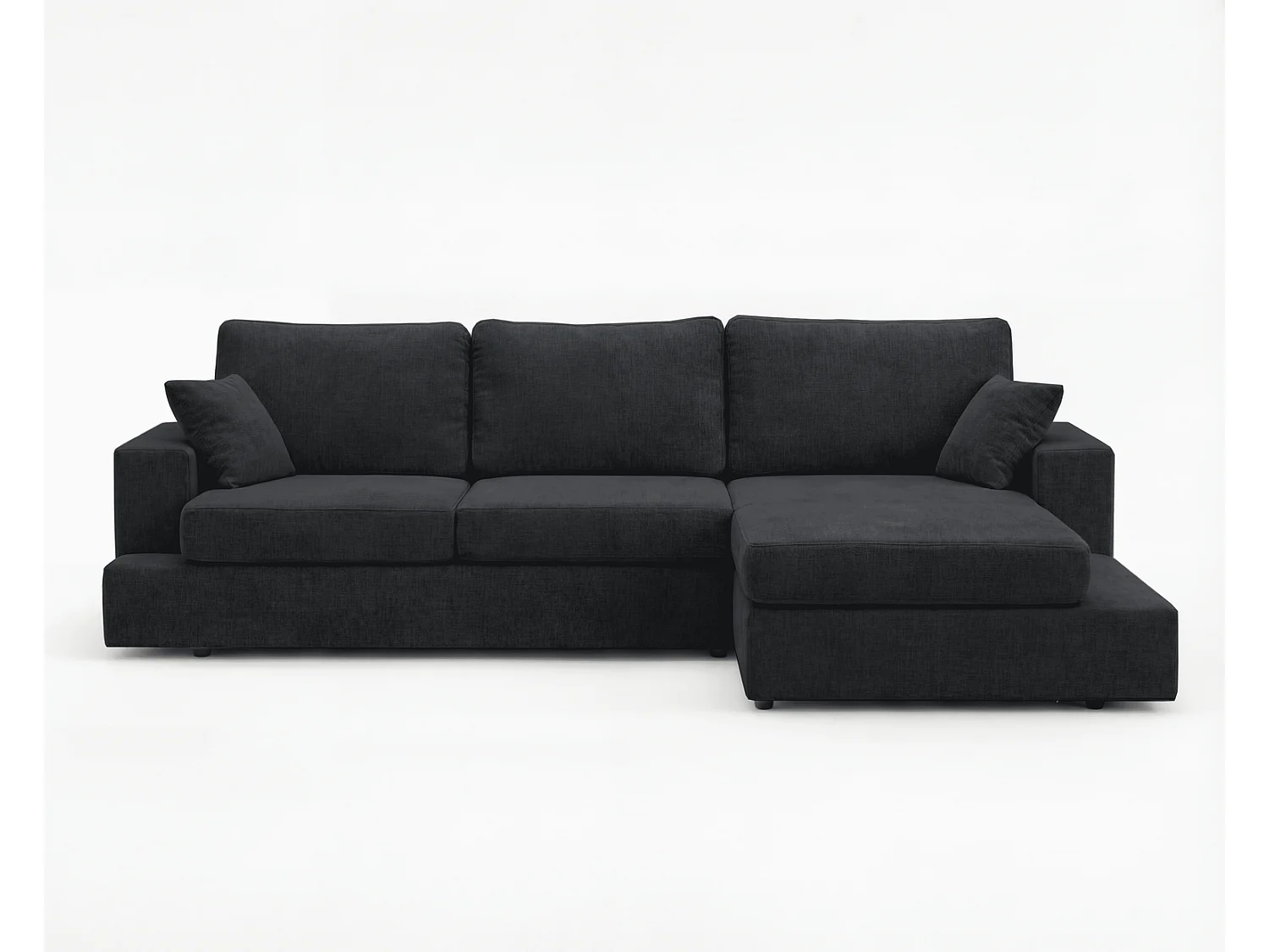 Canapé d'angle moelleux Fidenzo 260 cm, droite, non convertible, design moderne, noir