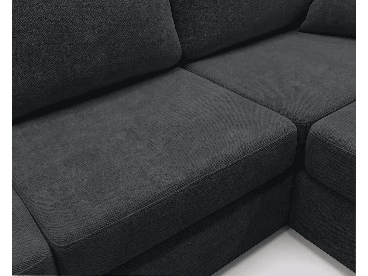 Canapé d'angle moelleux Fidenzo 260 cm, droite, non convertible, design moderne, noir