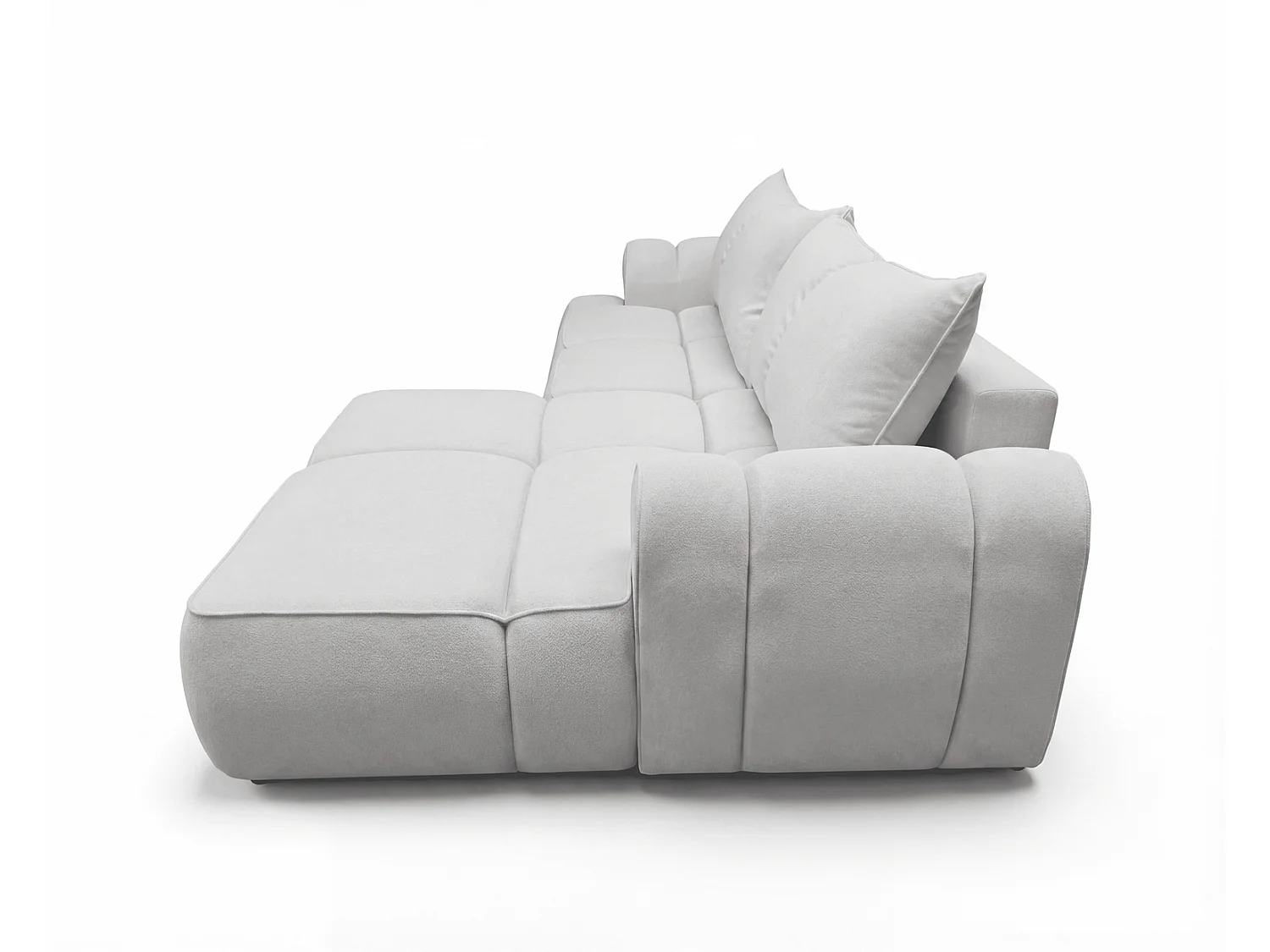 Canapé d'angle Avani 280 cm, canapé convertible avec rangement, design moderne, droite, gris clair