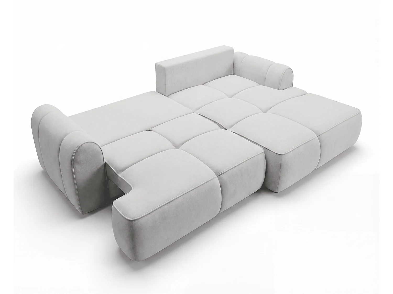 Canapé d'angle Avani 280 cm, canapé convertible avec rangement, design moderne, droite, gris clair
