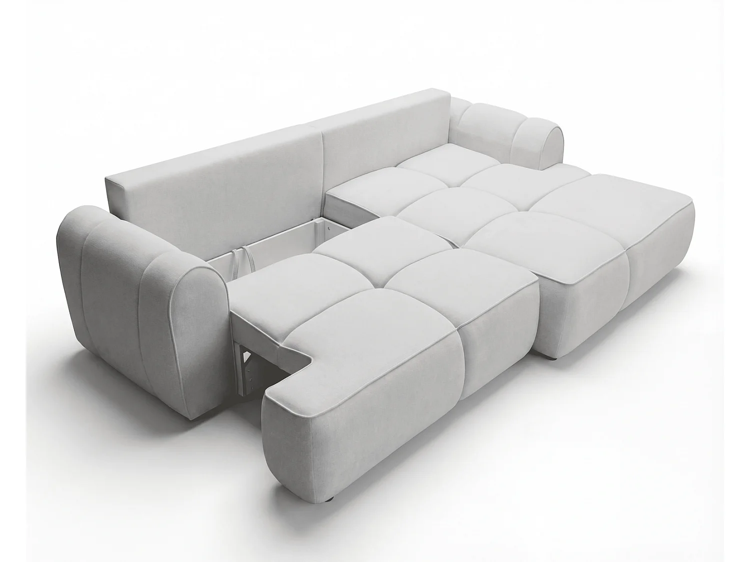 Canapé d'angle Avani 280 cm, canapé convertible avec rangement, design moderne, droite, gris clair