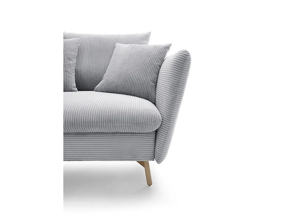 Canapé d'angle convertible Savona 260 cm, velours côtelé, gauche - canapé d'angle avec coffre de rangement, gris clair