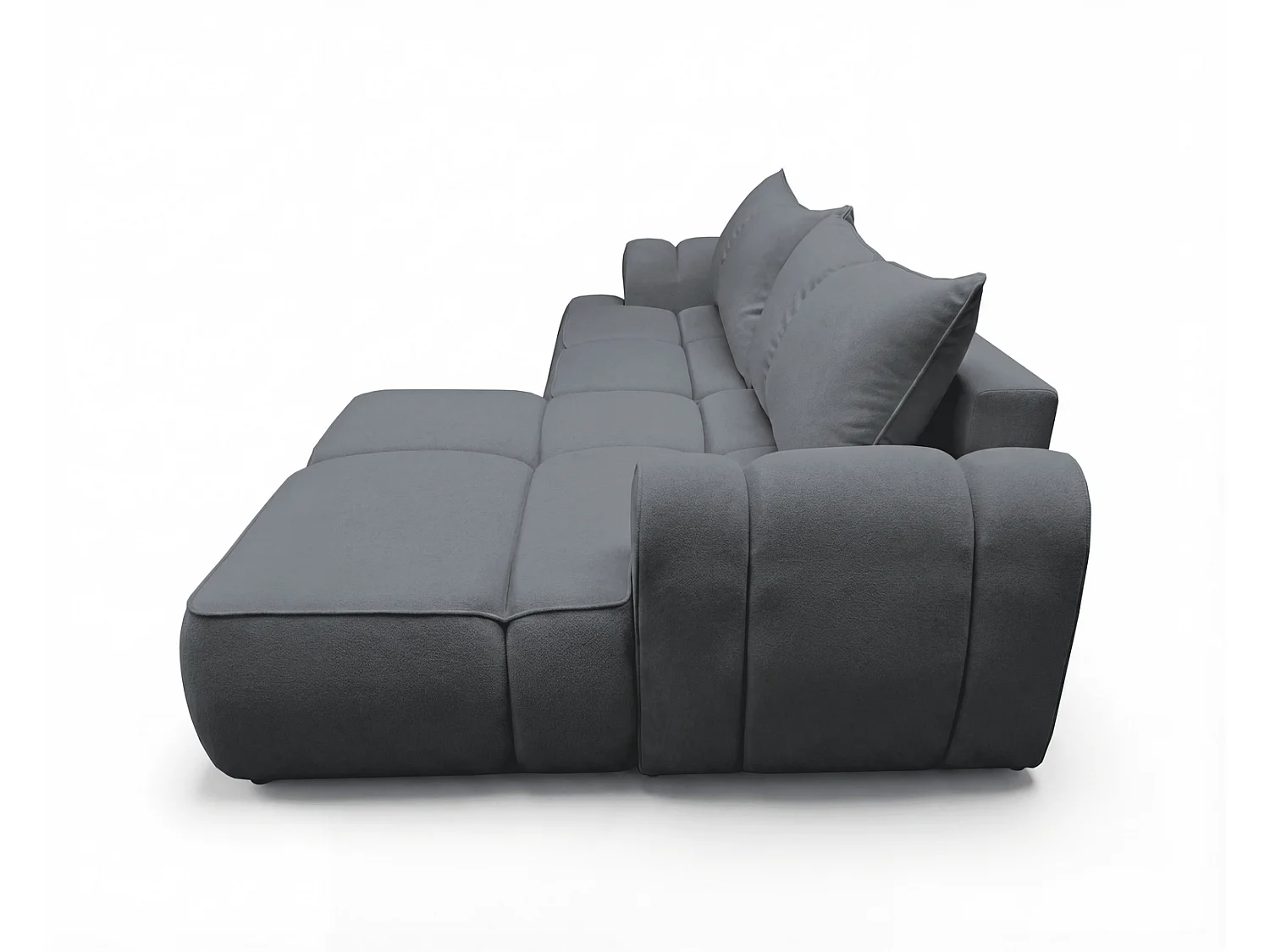 Canapé d'angle Avani 280 cm, canapé convertible avec rangement, design moderne, droite, gris