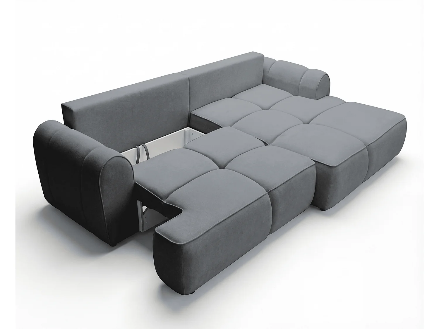 Canapé d'angle Avani 280 cm, canapé convertible avec rangement, design moderne, droite, gris
