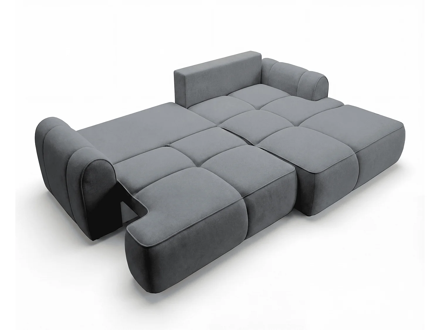Canapé d'angle Avani 280 cm, canapé convertible avec rangement, design moderne, droite, gris