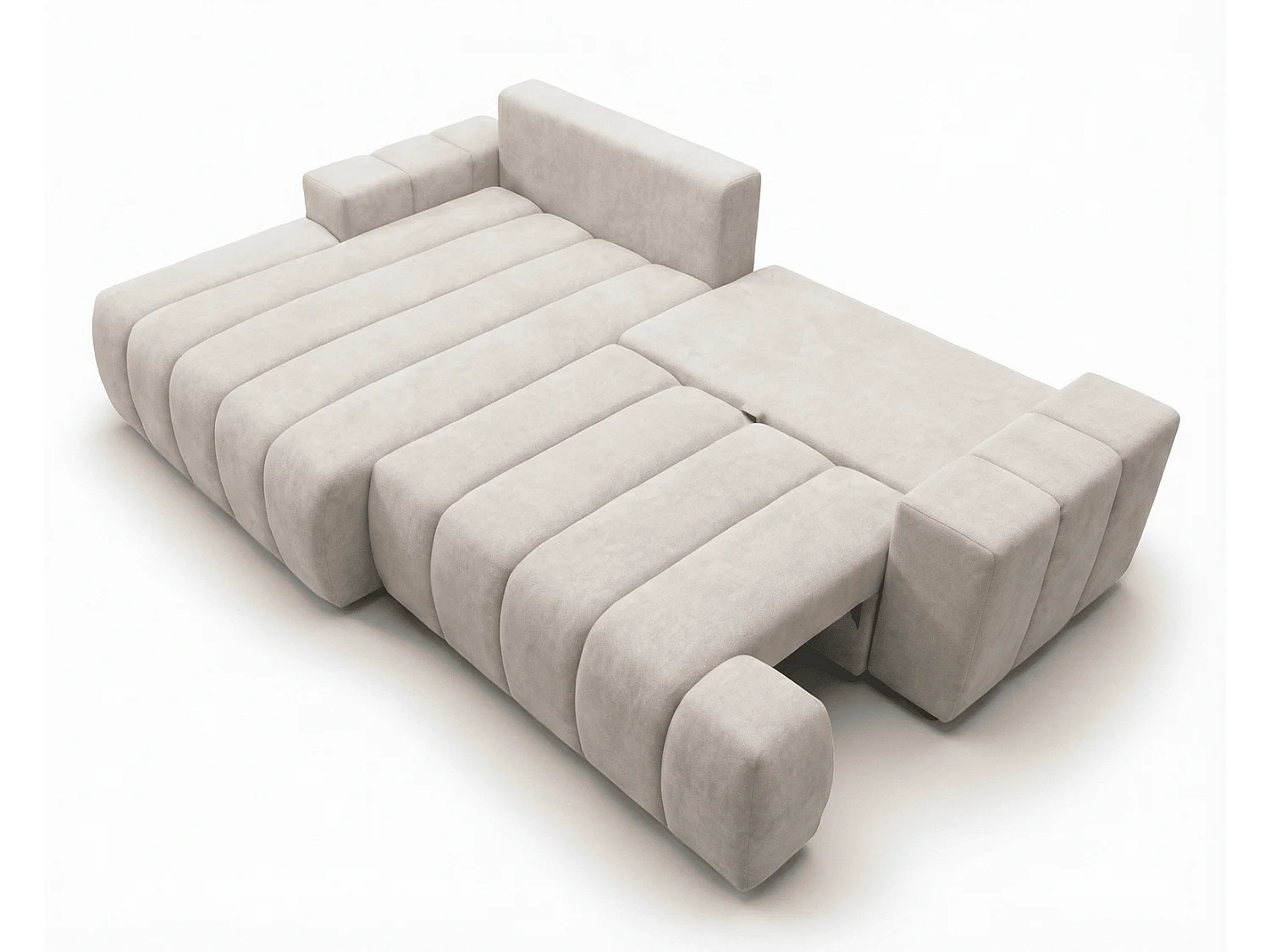 Canapé d'angle Hago 270 cm avec coffre de rangement, canapé convertible moderne, gauche, beige