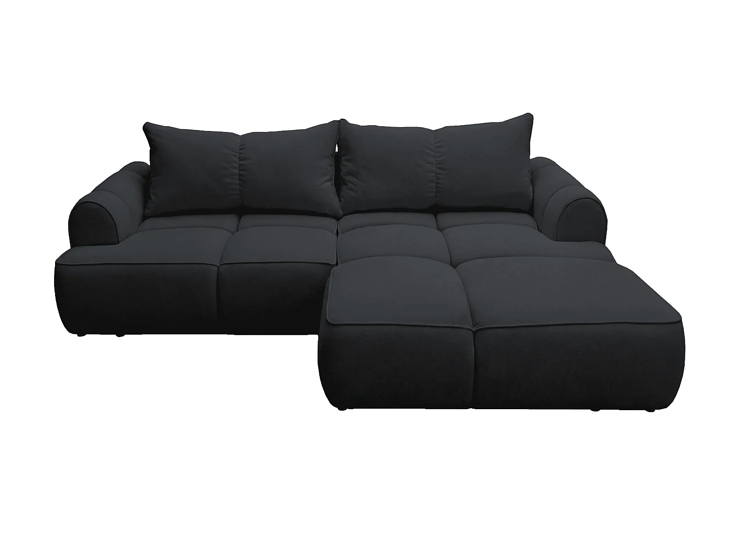 Canapé d'angle Avani 280 cm, canapé convertible avec rangement, design moderne, droite, noir
