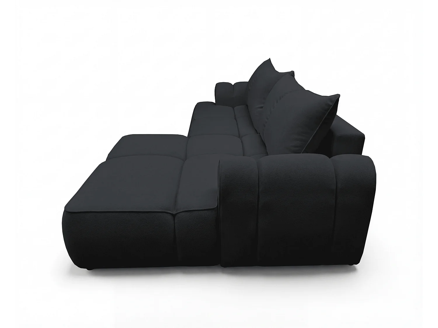 Canapé d'angle Avani 280 cm, canapé convertible avec rangement, design moderne, droite, noir