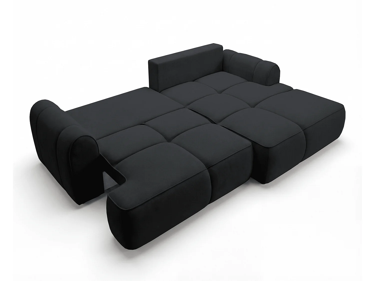 Canapé d'angle Avani 280 cm, canapé convertible avec rangement, design moderne, droite, noir