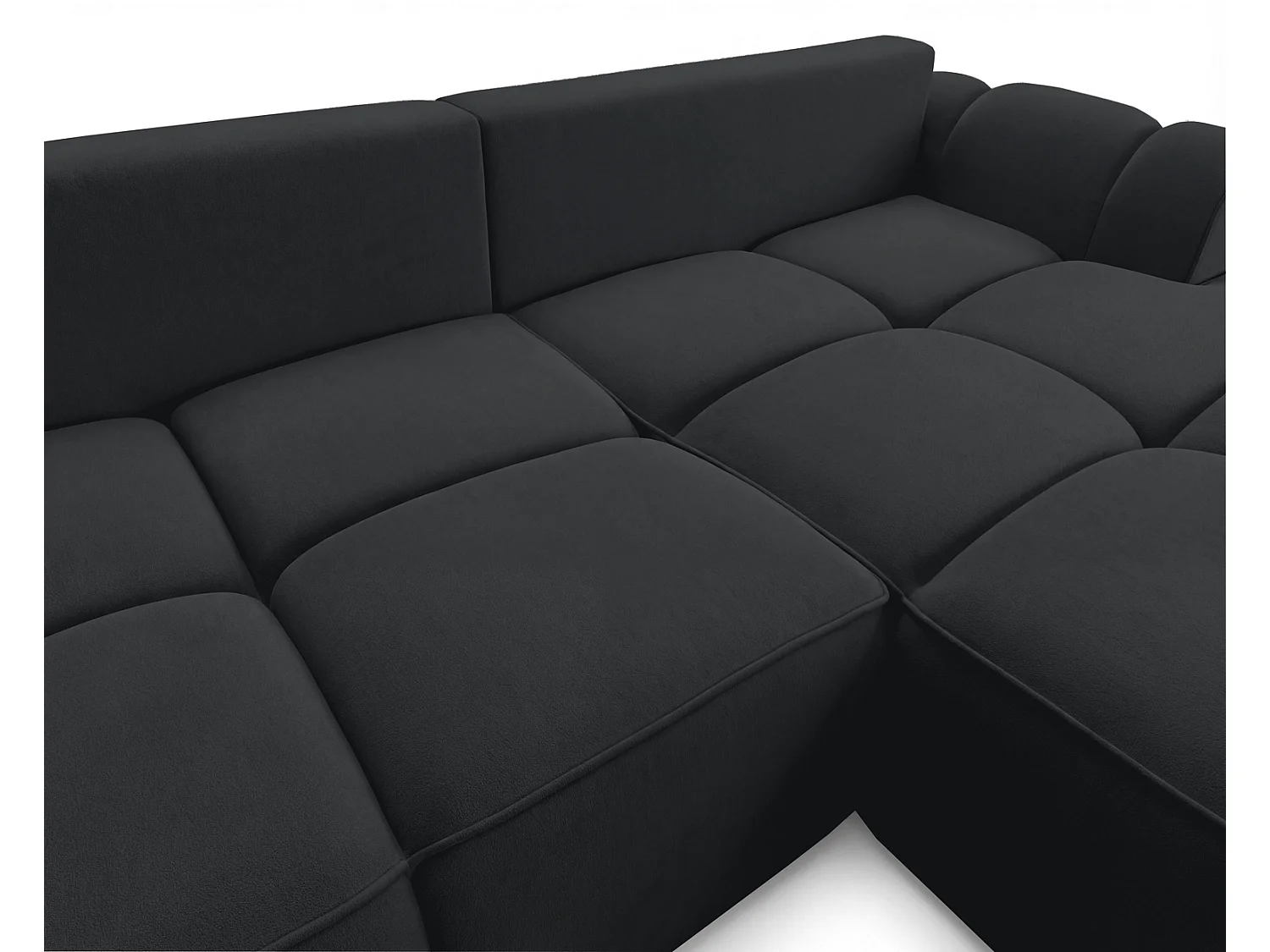 Canapé d'angle Avani 280 cm, canapé convertible avec rangement, design moderne, droite, noir