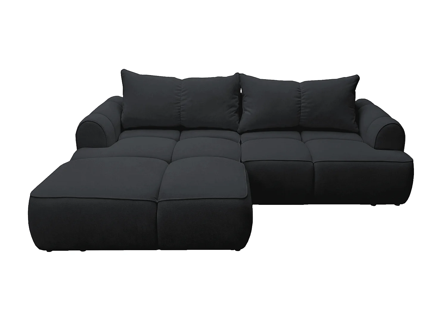 Canapé d'angle Avani 280 cm, canapé convertible avec rangement, design moderne, gauche, noir