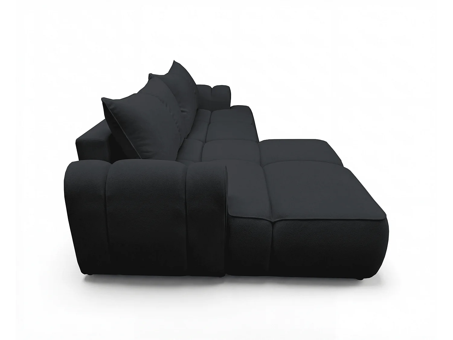 Canapé d'angle Avani 280 cm, canapé convertible avec rangement, design moderne, gauche, noir