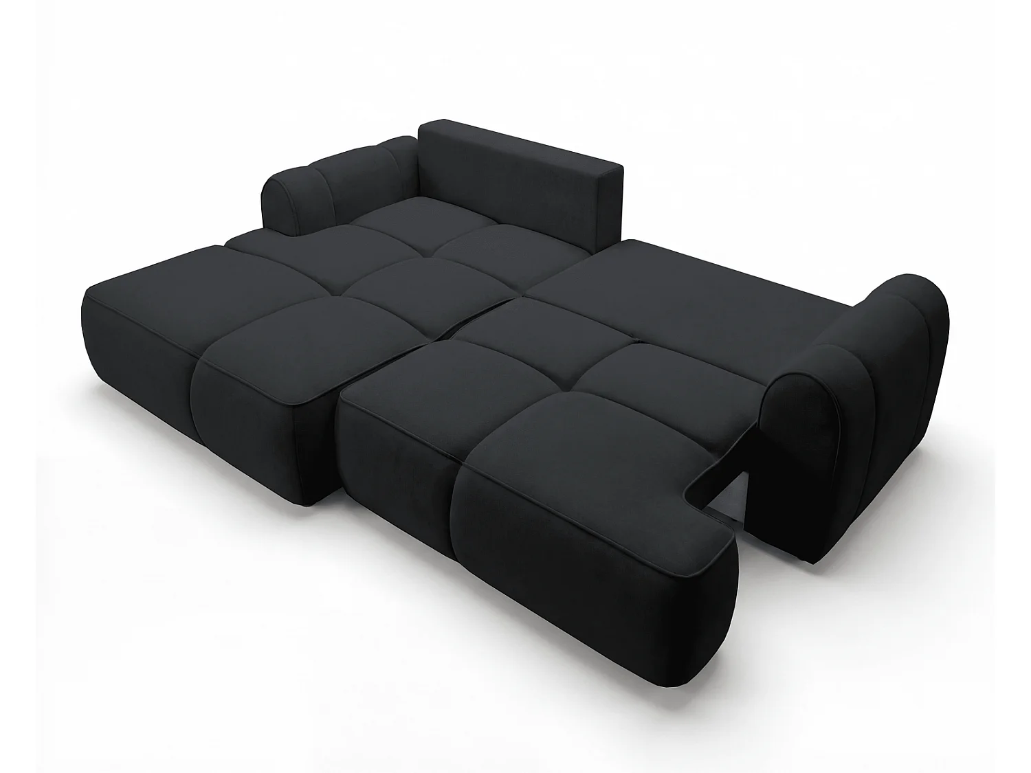 Canapé d'angle Avani 280 cm, canapé convertible avec rangement, design moderne, gauche, noir