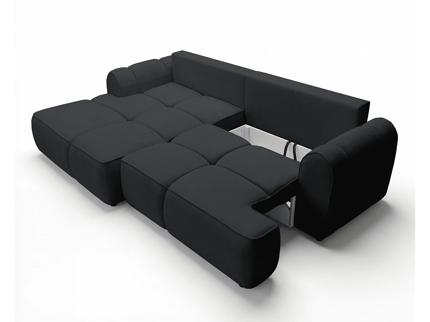 Canapé d'angle Avani 280 cm, canapé convertible avec rangement, design moderne, gauche, noir