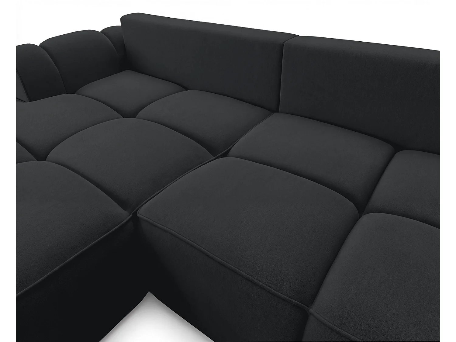 Canapé d'angle Avani 280 cm, canapé convertible avec rangement, design moderne, gauche, noir