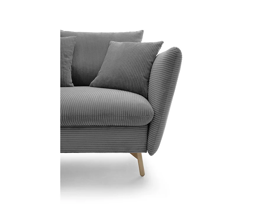 Canapé d'angle convertible Savona 260 cm, velours côtelé, gauche - canapé d'angle avec coffre de rangement, gris
