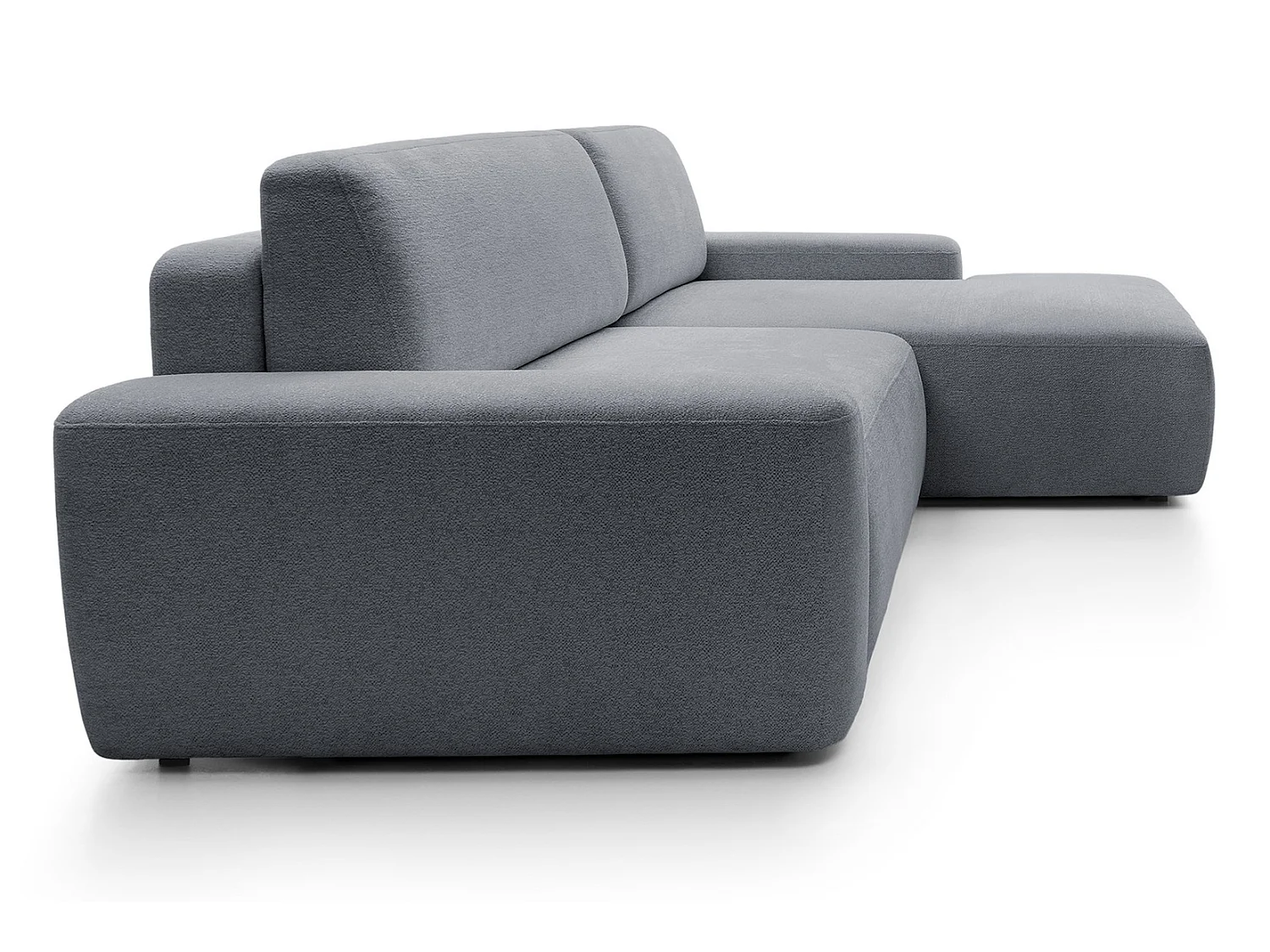 Canapé d'angle Orea M 265 cm convertible - formes arrondies, design moderne, canapé d'angle avec rangement, droite, gris foncé