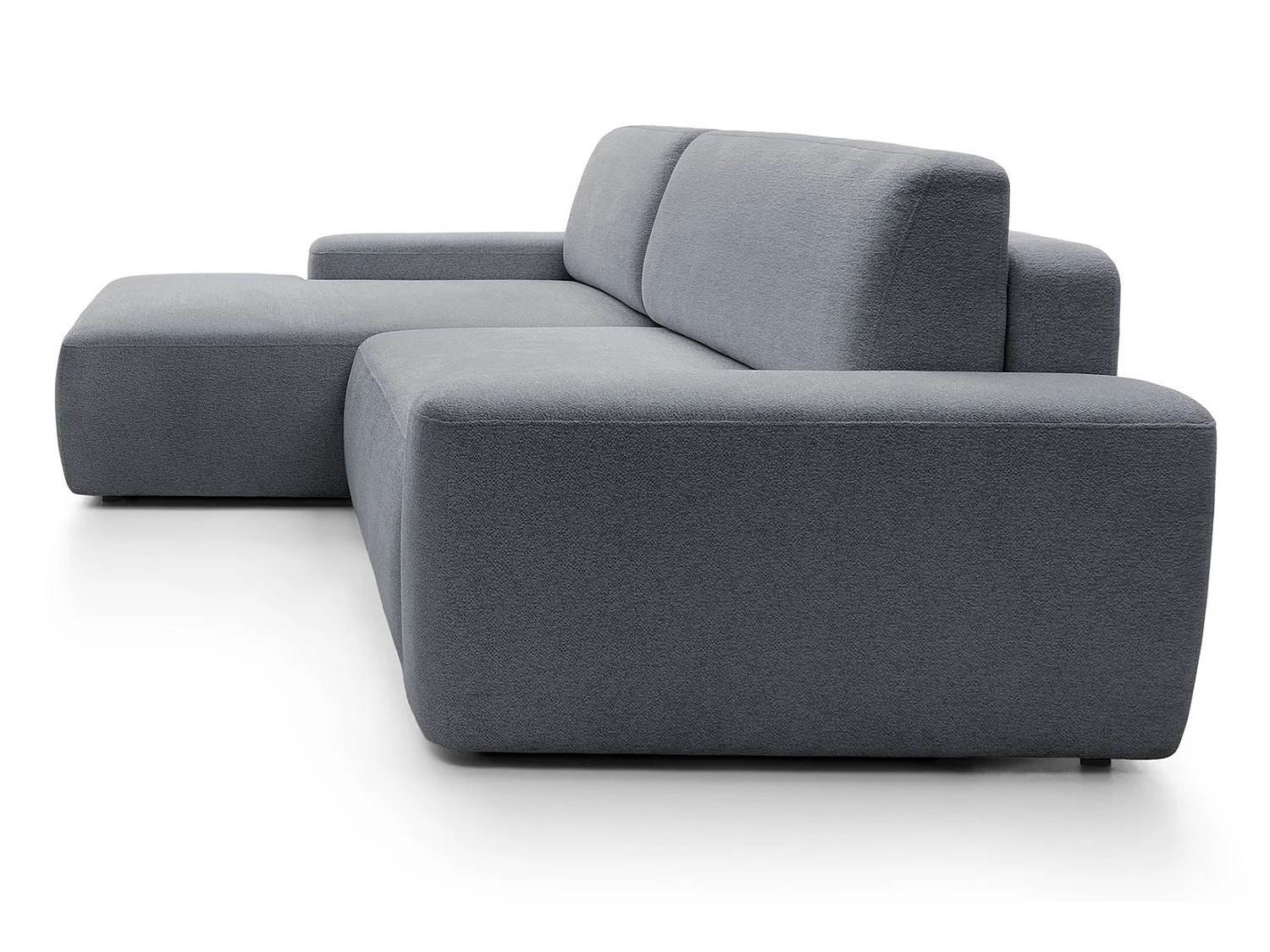Canapé d'angle Orea M 265 cm convertible - formes arrondies, design moderne, canapé d'angle avec rangement, gauche, gris foncé