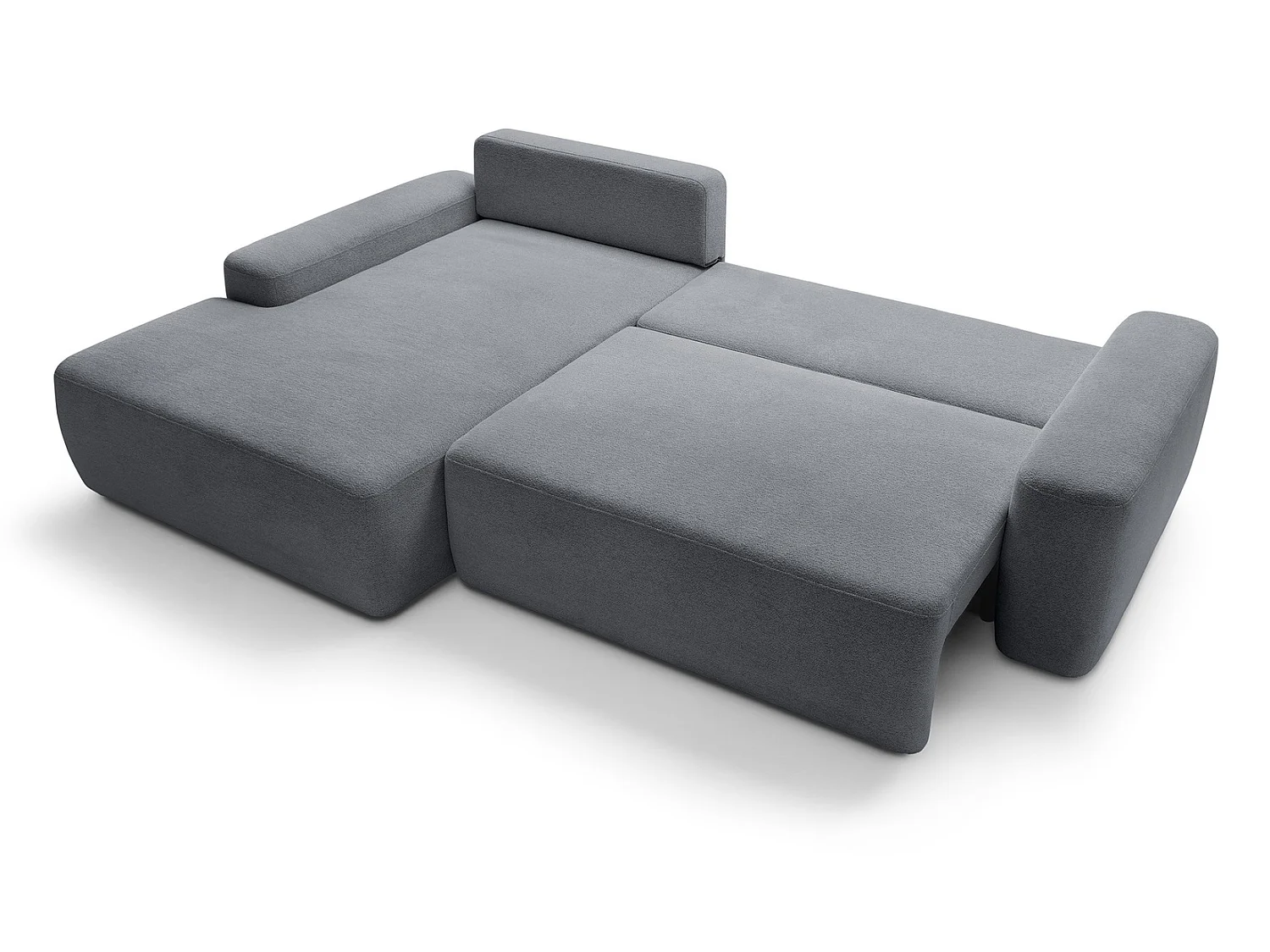 Canapé d'angle Orea M 265 cm convertible - formes arrondies, design moderne, canapé d'angle avec rangement, gauche, gris foncé