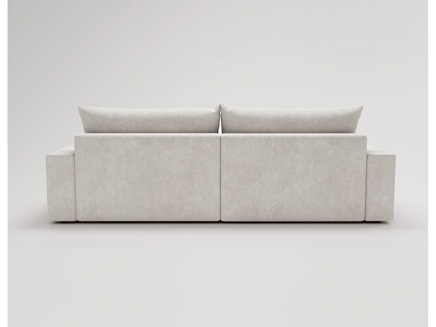 Canapé d'angle convertible Novira 270 cm pour salon, style moderne, coffre de rangement, coussins, droite, gris clair