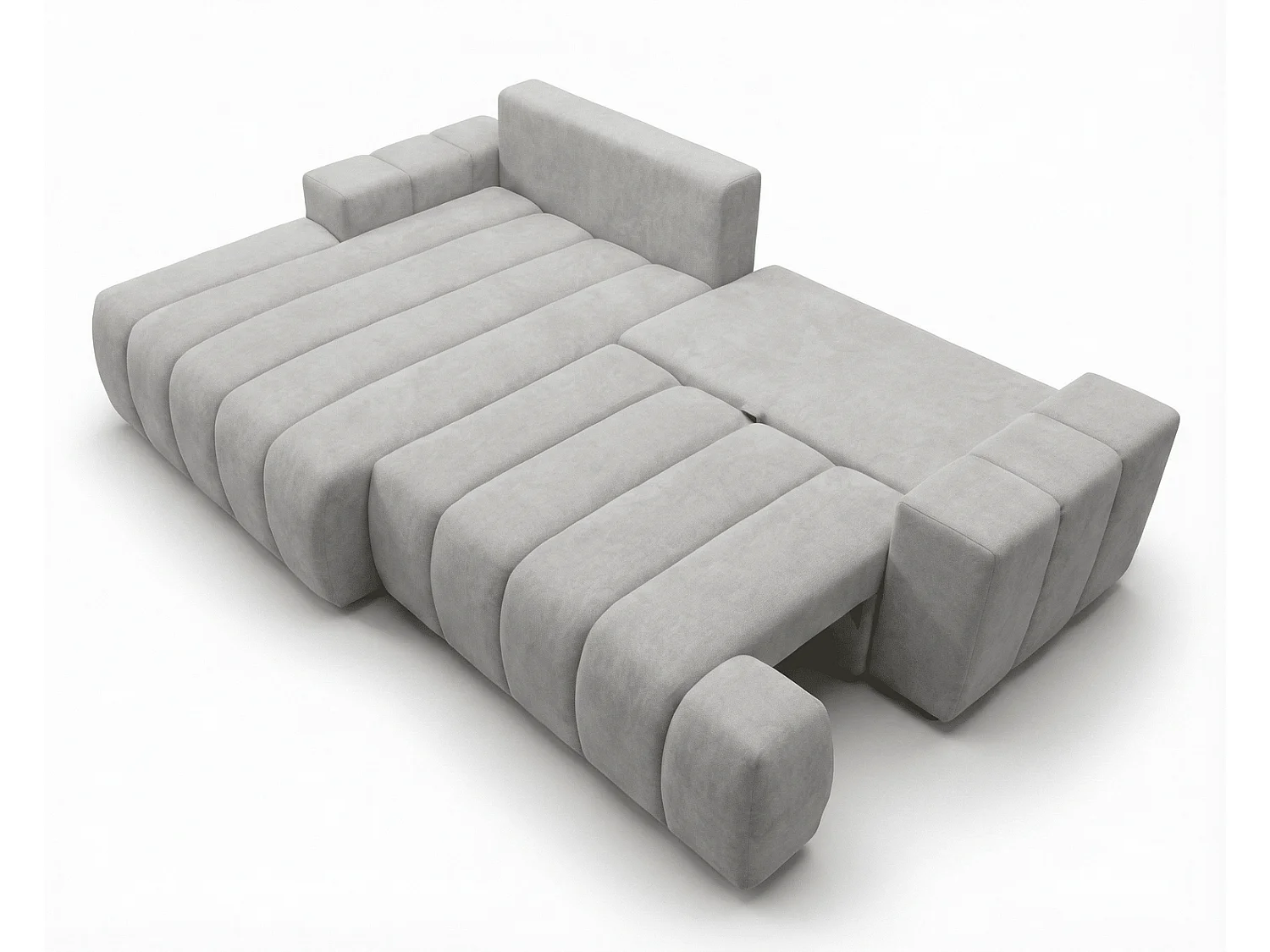 Canapé d'angle Hago 270 cm avec coffre de rangement, canapé convertible moderne, gauche, gris clair