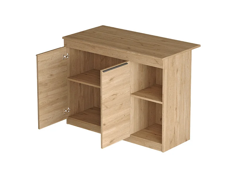 Ilot de Cuisine 2 Portes 4 Niches Chêne 2 Couverts L 120 H 88.2 P 60 cm