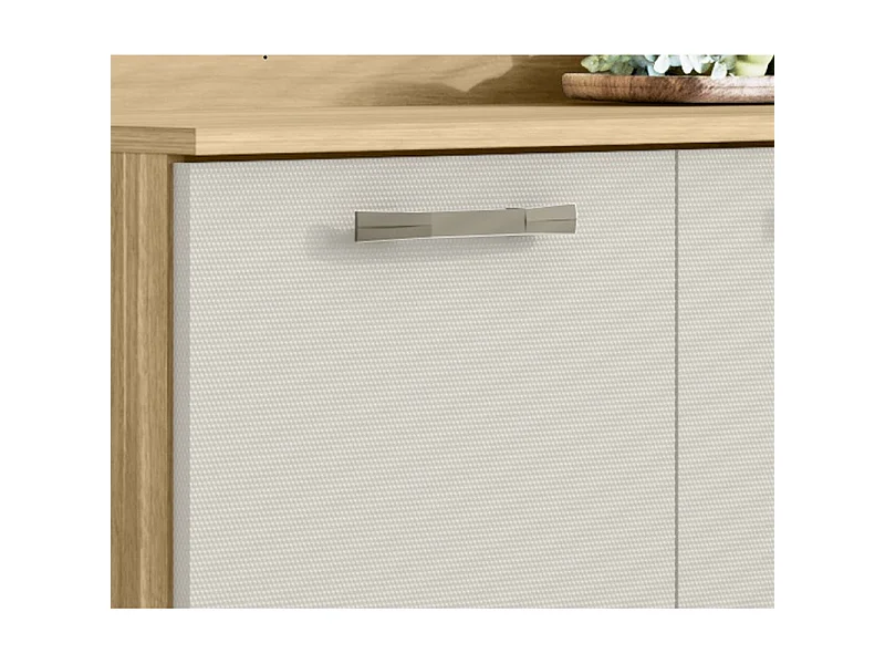 Buffet de Cuisine 6 Portes 1 Tiroir 8 Niches Chêne et Beige L 121.5 H 176 P 36.3 cm